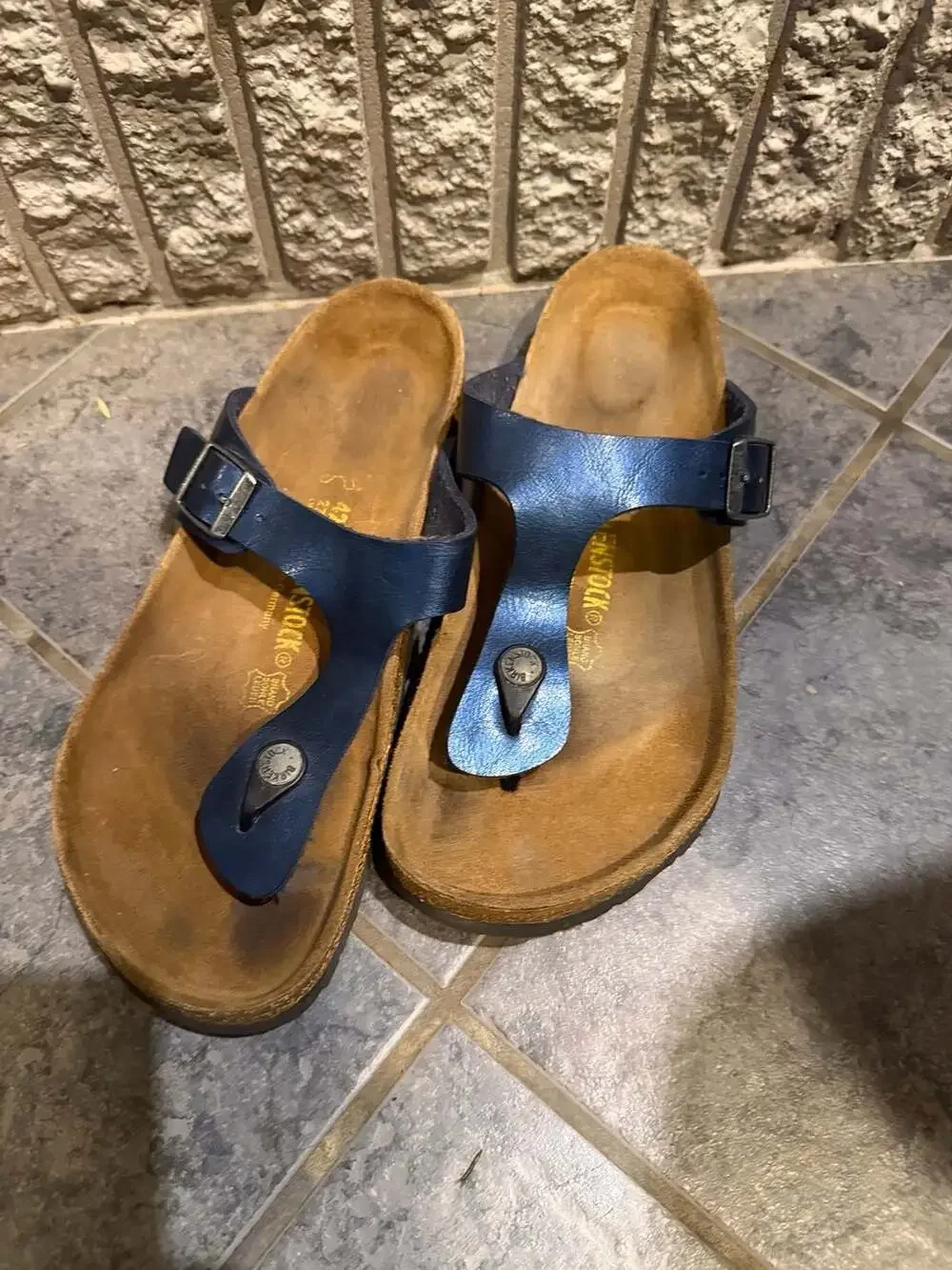 Birkenstock Gizeh Thong Sandals Navy Blue Size 42
